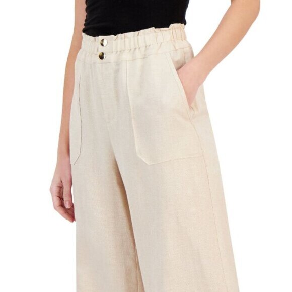 I.N.C. International Concepts Women's Metallic Wide-Leg Linen Dress Pants NWT - Picture 4 of 8
